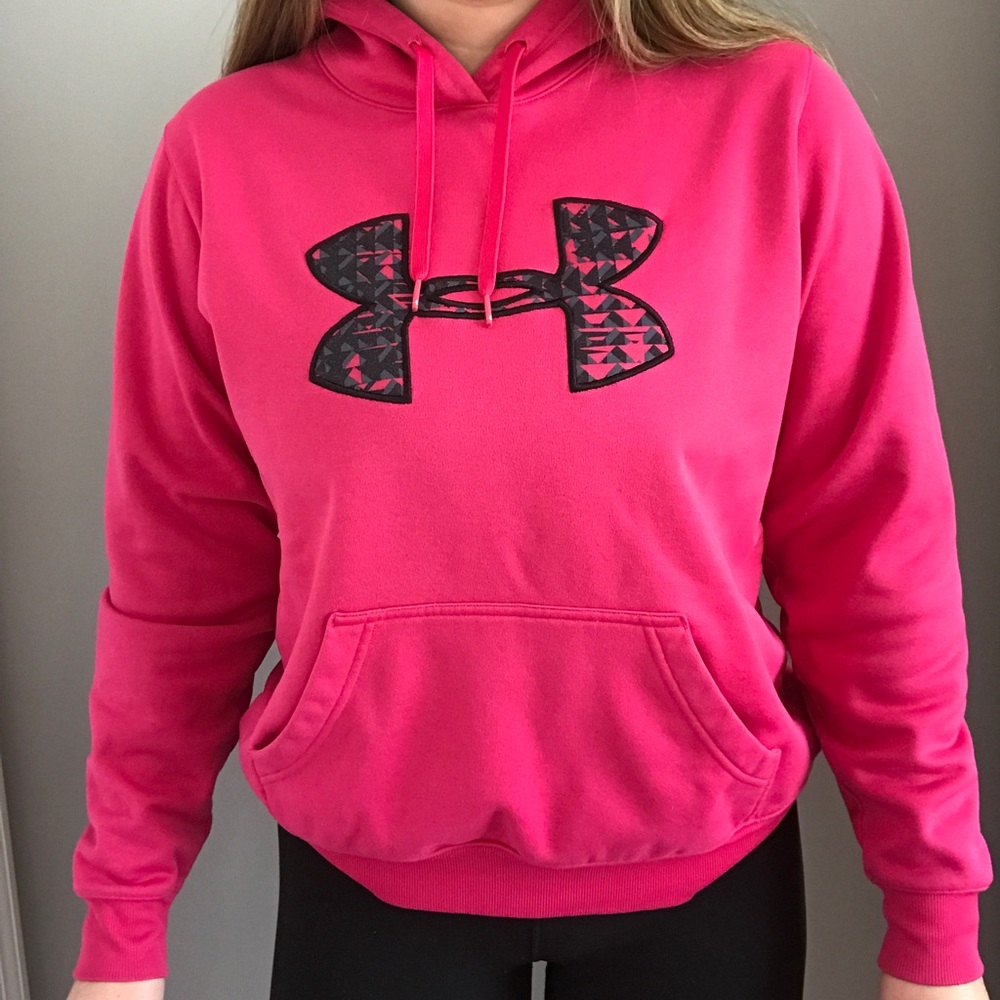 Bright Pink Under Armour Logo Hoodie